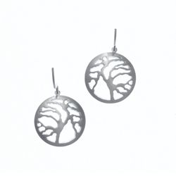 STEELX Brushed Steel Tree of Life Cut-out Circles - ER195 STEELX Brushed Steel Tree of Life Cut-out Circles - ER195
